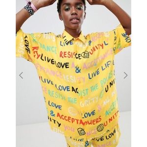 ASOS x GLAAD short sleeve yellow unity button up